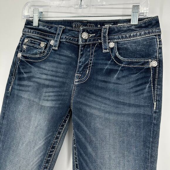 Vintage y2k Women's Low Rise Miss Me Medium Wash Blue Denim Chloe Bootcut Jeans - Picture 3 of 7